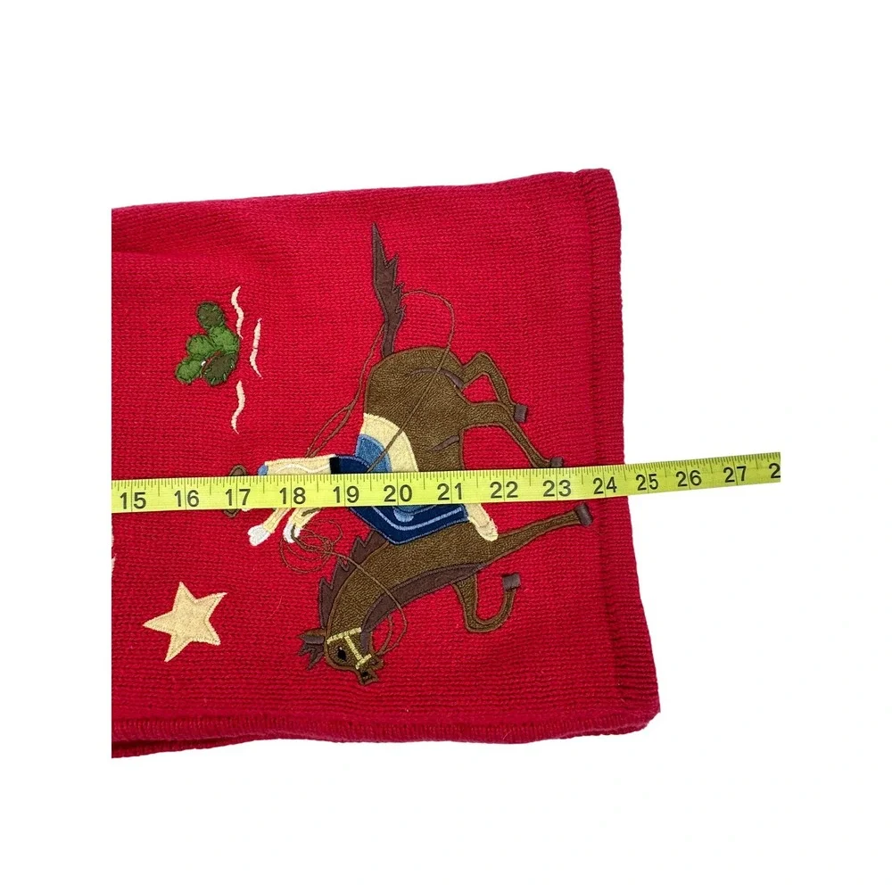 Tiara‎ International Sweater Vest Large Red Western Cowgirl Cactus Zip Vintage